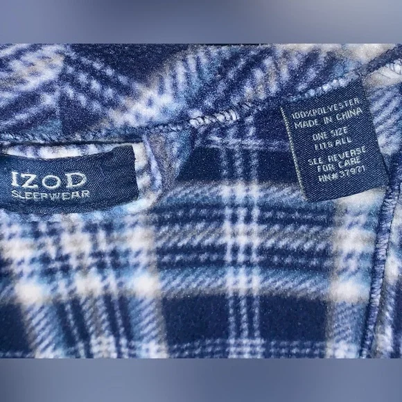 Izod Men's Blue Plaid Robe - Picture 3 of 4